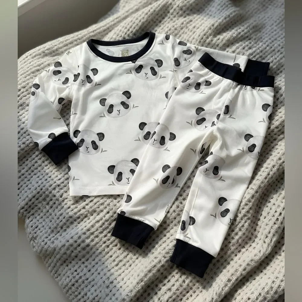 Bamboo Organic Adorable Brown and White Kids Pajamas Panda